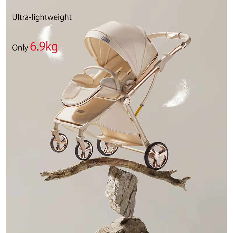 Luxurious Lightweight High-View Reversible Stroller for Newborns & Toddlers – Sit/Lie & Compact Fold