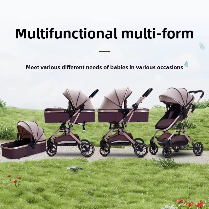 3-in-1 High-view Baby Stroller with Car Seat Foldable, Adjustable Backrest, Two-way Portable Shock-absorbing Baby Stroller