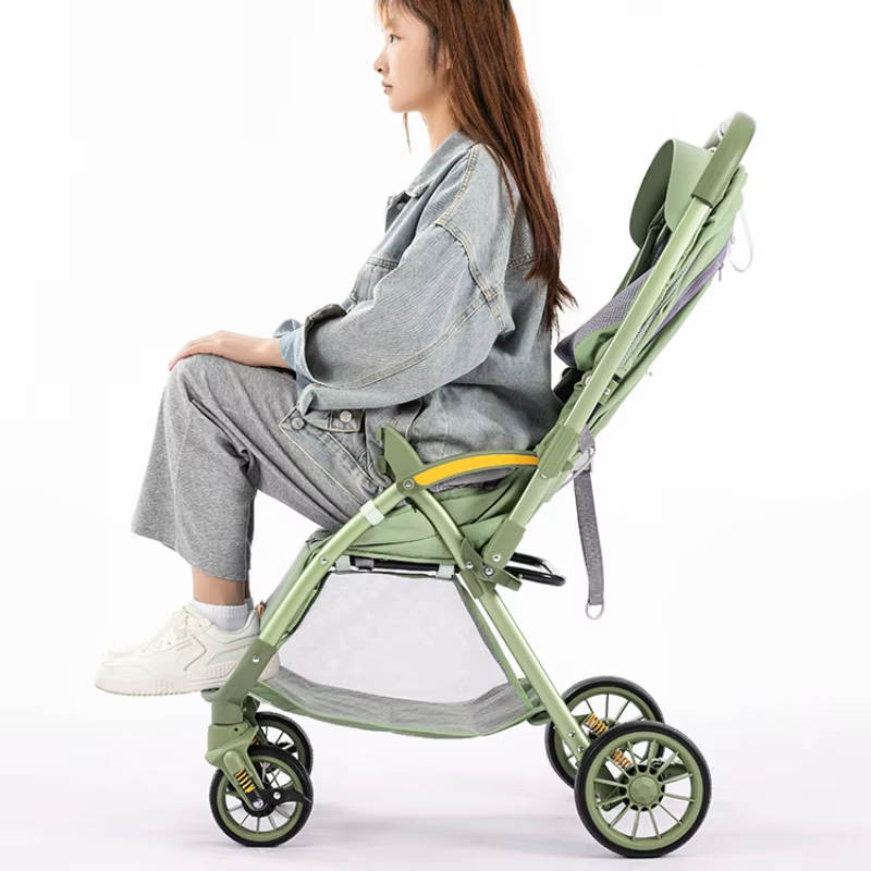 Bi-directional High Landscape Baby Stroller Can Sit or Lie Down Four Wheel Shock Absorber Stroller Lightweight Foldable Handcart