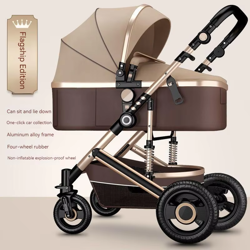 Lightweight Luxury Baby Stroller 2 in 1,Portable baby car,High Landscape Reversible Stroller,Gold Stroller Travel Pram,carriage