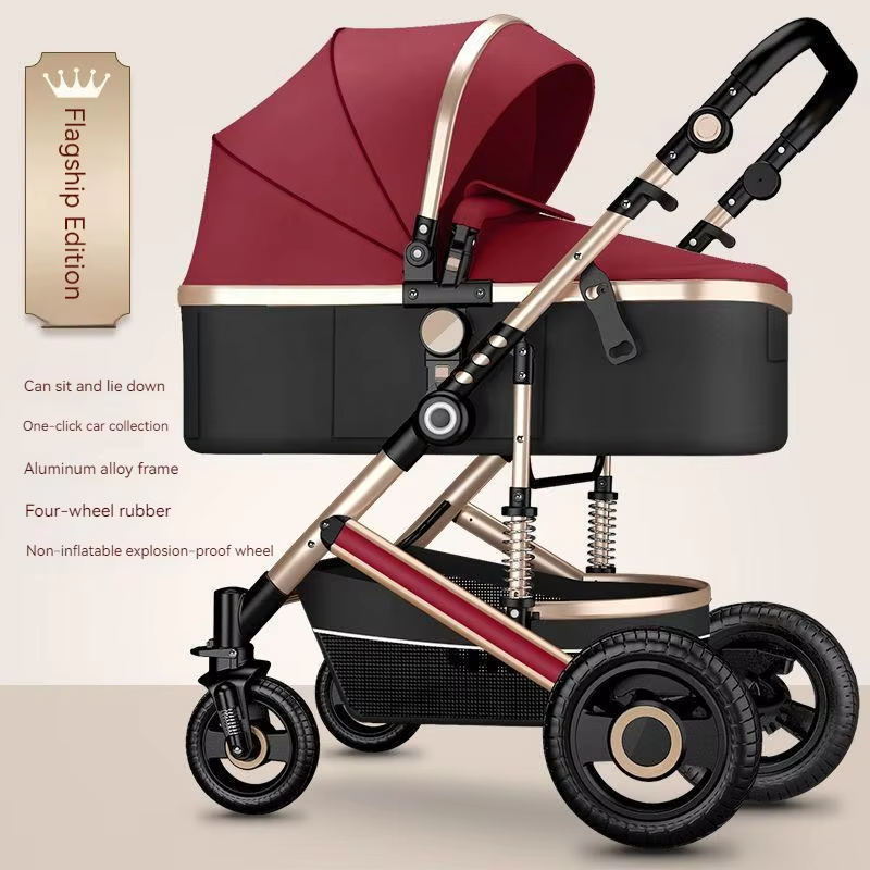 Lightweight Luxury Baby Stroller 2 in 1,Portable baby car,High Landscape Reversible Stroller,Gold Stroller Travel Pram,carriage