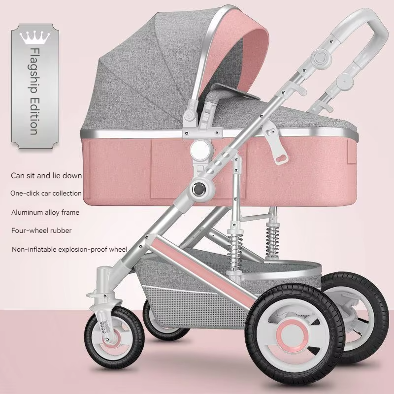 Lightweight Luxury Baby Stroller 2 in 1,Portable baby car,High Landscape Reversible Stroller,Gold Stroller Travel Pram,carriage