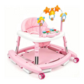 Baby Walker Adjustable Height Walker for Babies with Music Interactive Activity Tray Stable Wide Base and Comfortable High-Back Seat 2-in-1 Baby Walker and Activity Center with Adjustable Height