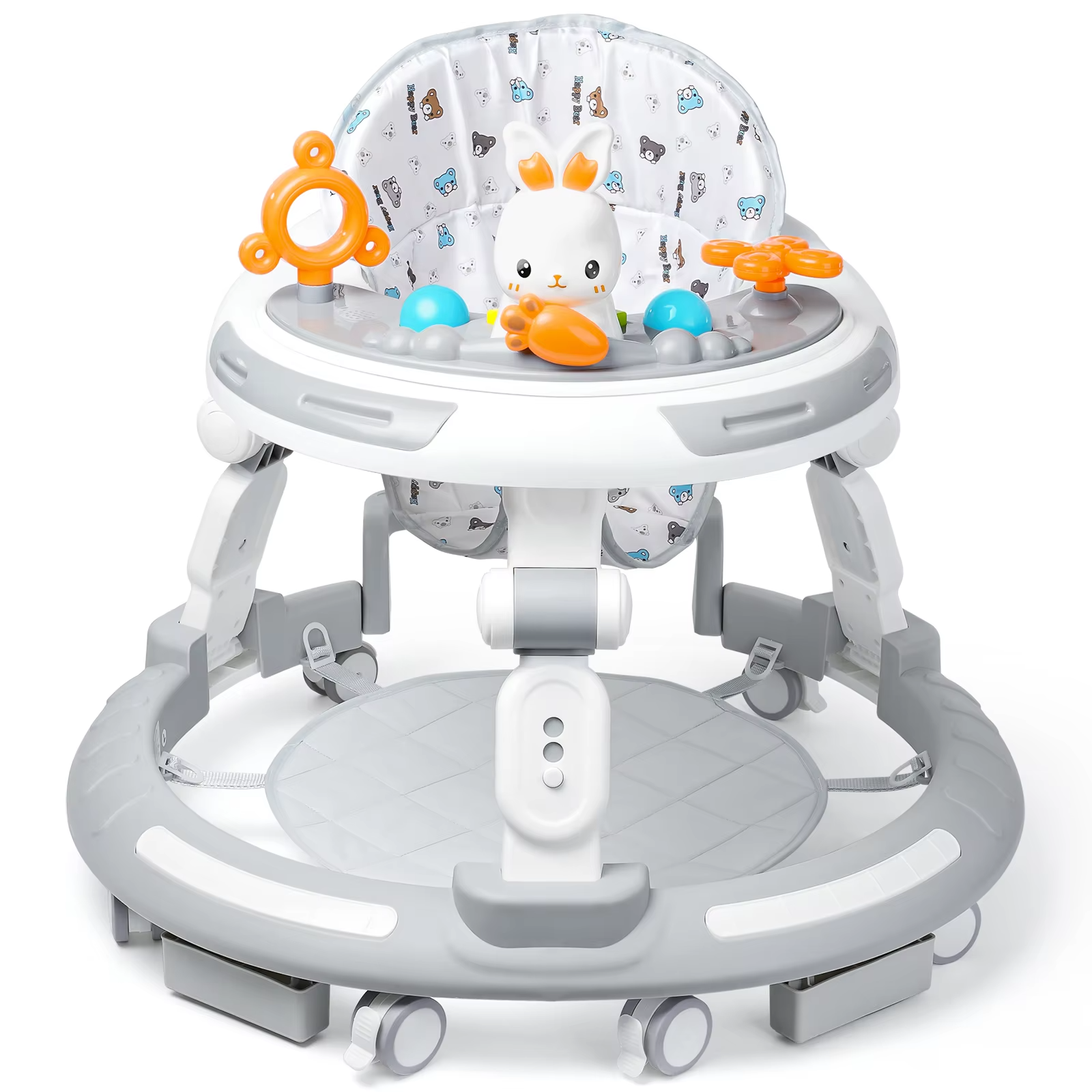 Safety-Enhanced 4-In-1 Grow-With-Me Baby Walker & Play Center - Adjustable 8 Heights, Anti-Tip Base, 8 Silent Brake Wheels