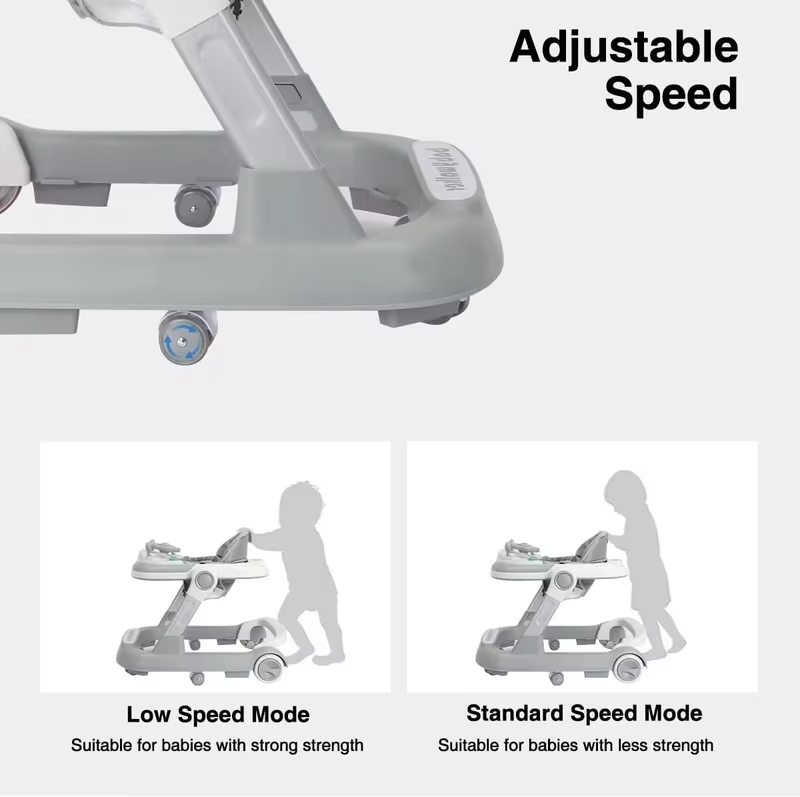 2 in 1 Baby Walker, Toddler Baby Push Walker with Removable Feeding Tray and Music Tray(Without Battery), Activity Walker