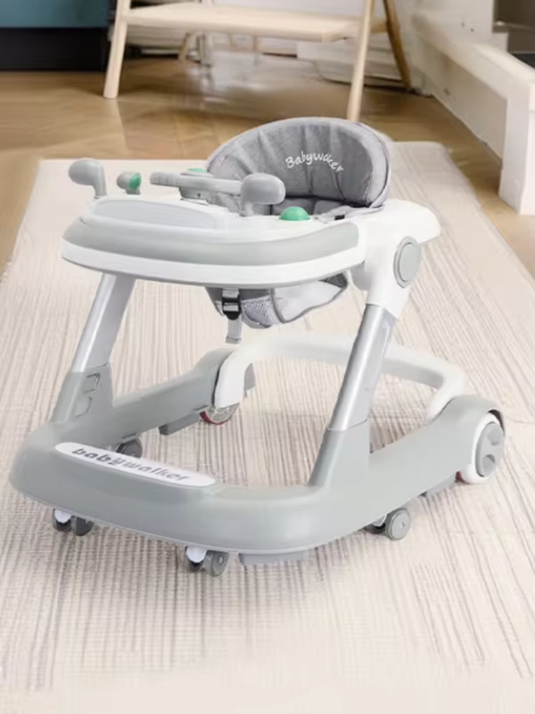 2 in 1 Baby Walker, Toddler Baby Push Walker with Removable Feeding Tray and Music Tray(Without Battery), Activity Walker
