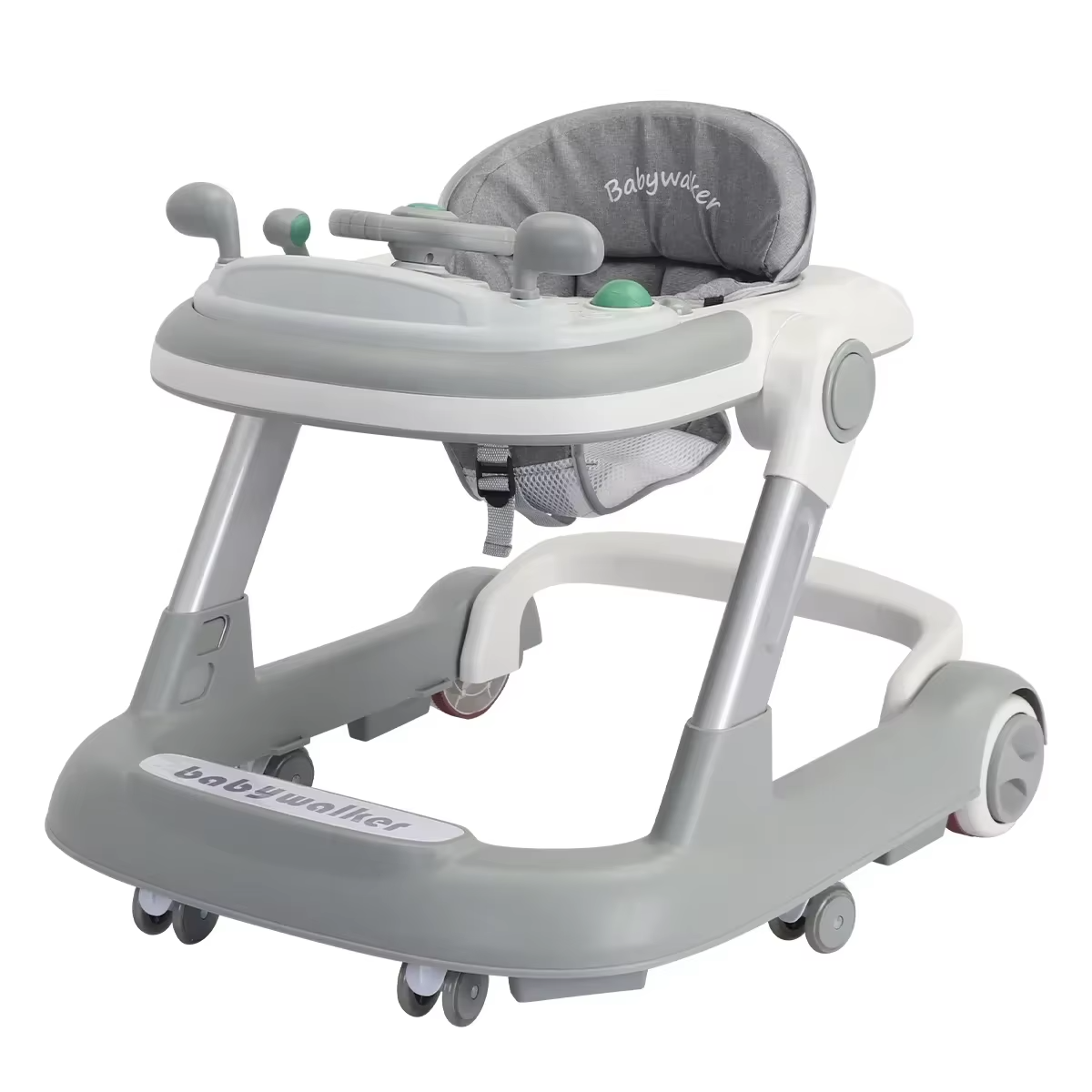 2 in 1 Baby Walker, Toddler Baby Push Walker with Removable Feeding Tray and Music Tray(Without Battery), Activity Walker