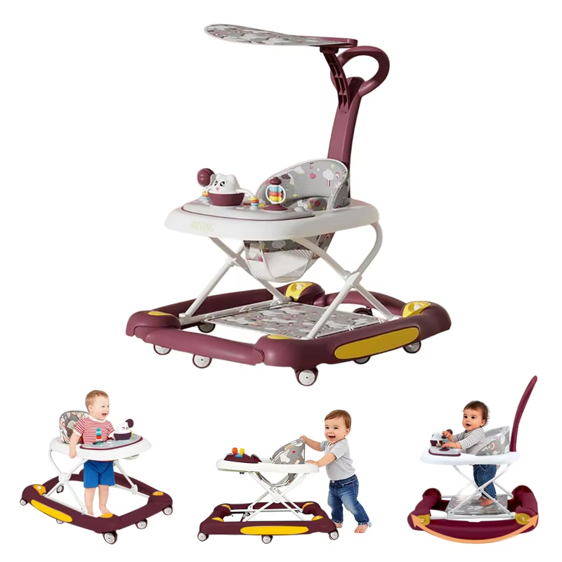 Baby Multi-Functional Comfortable Walker With Awning Anti-Rollover Baby Walker Adjust And Shake The Walker For Boy Girls