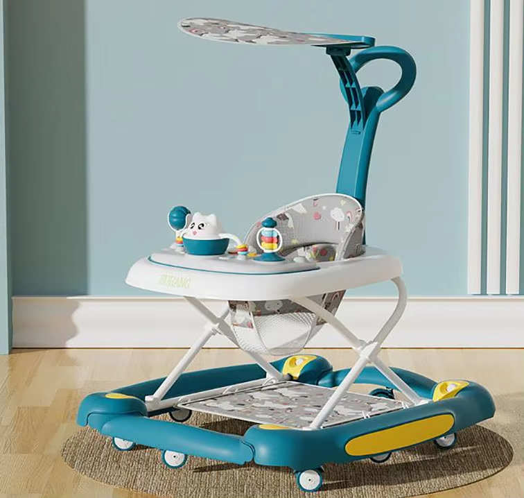 Baby Multi-Functional Comfortable Walker With Awning Anti-Rollover Baby Walker Adjust And Shake The Walker For Boy Girls