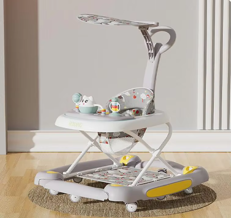 Baby Multi-Functional Comfortable Walker With Awning Anti-Rollover Baby Walker Adjust And Shake The Walker For Boy Girls