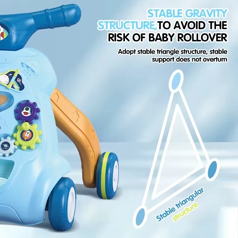Baby Walker Trolley Toys With Musical Lights Sounds Child Walker Car Educational Learning Pushing Wheel For Infant 0-12 Months