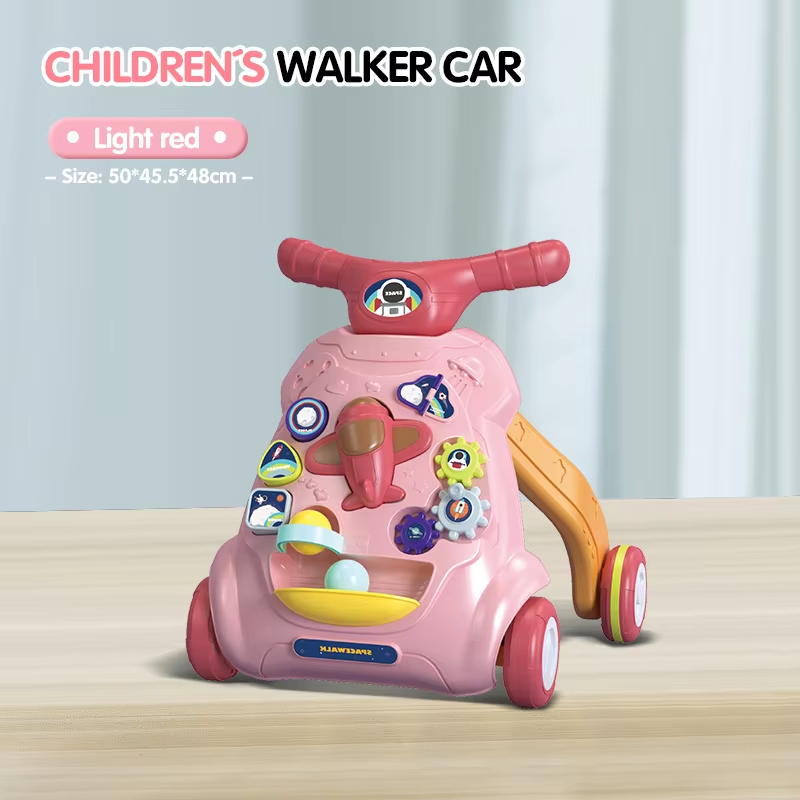 Baby Walker Trolley Toys With Musical Lights Sounds Child Walker Car Educational Learning Pushing Wheel For Infant 0-12 Months