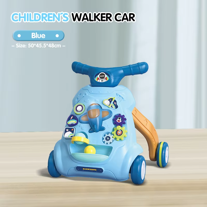Baby Walker Trolley Toys With Musical Lights Sounds Child Walker Car Educational Learning Pushing Wheel For Infant 0-12 Months