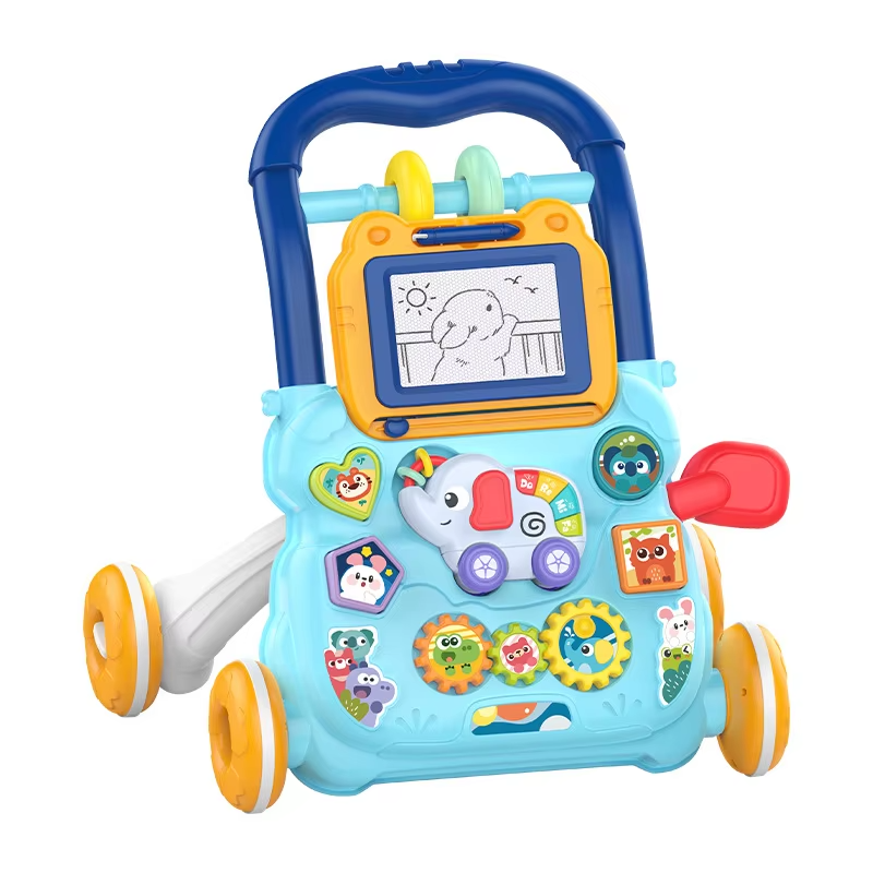 Baby Walker Trolley Toys With Musical Lights Sounds Child Walker Car Educational Learning Pushing Wheel For Infant 0-12 Months