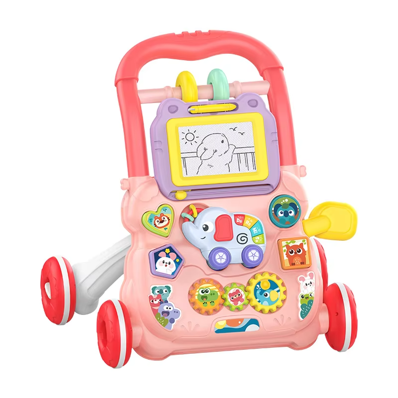 Baby Walker Trolley Toys With Musical Lights Sounds Child Walker Car Educational Learning Pushing Wheel For Infant 0-12 Months