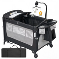 5-in-1 Playard for Babies with Bassinet, Changing Station,Portable Crib & Playpen, Breathable Mesh,Firm Mattress & One-Hand Fold
