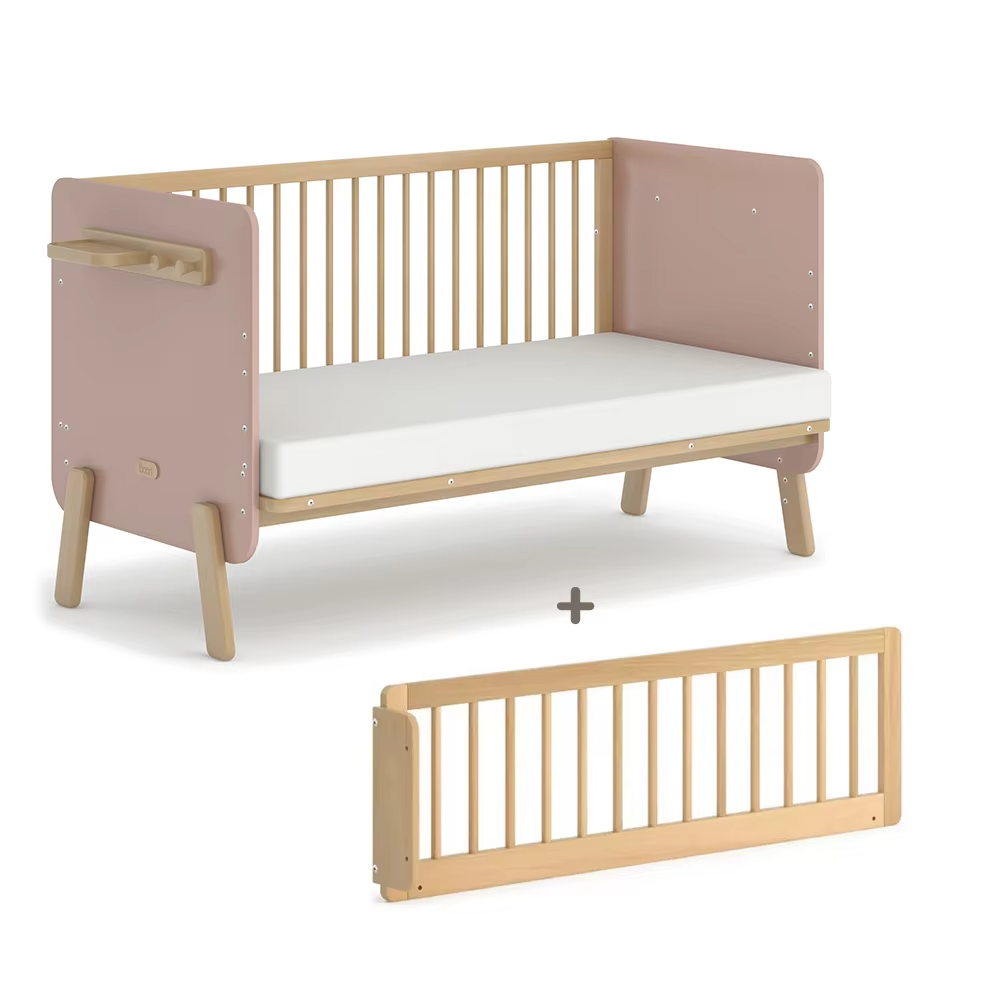 Newborn beautiful 2-in-1 crib Multifunctional wooden crib Crib Children's furniture Walking bed