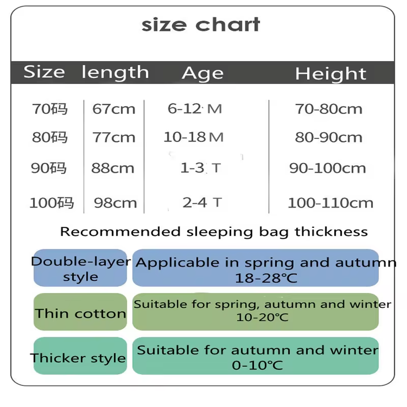 Baby Sleeping Bag Cartoon Children Pajamas Infantil Stuff For Four Seasons Cotton Toddler Sack Kids Sleepwear Bedding Jumpsuit