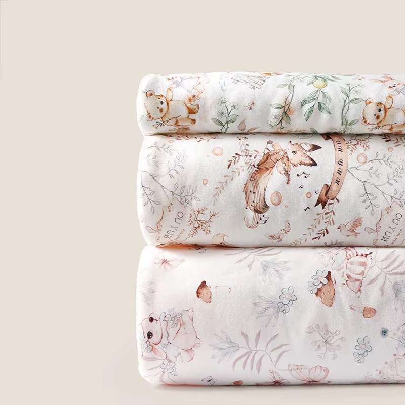 Newborn Baby Swaddle Blanket 90x90cm, Cotton Outer Warm Receiving Blanket, Thermoregulating Silk Blend Fill, Autumn Winter