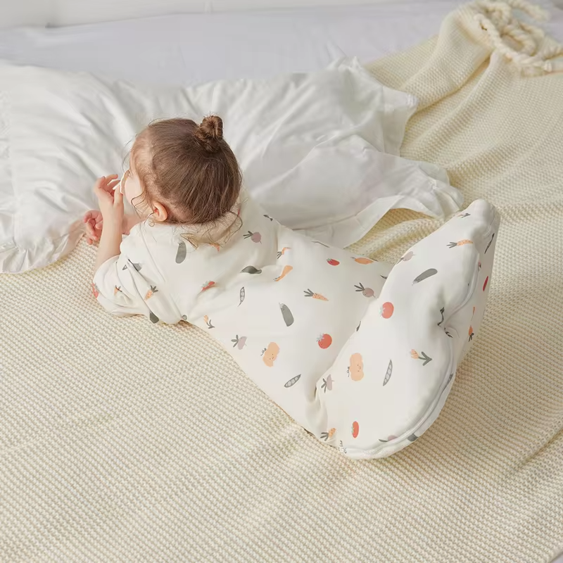 0-24 Months Baby Sleeping Bag With Removeable Sleeves Anti-Kick Blanket Wearable Baby Sleepsacks Beige Printed For Girls Boys