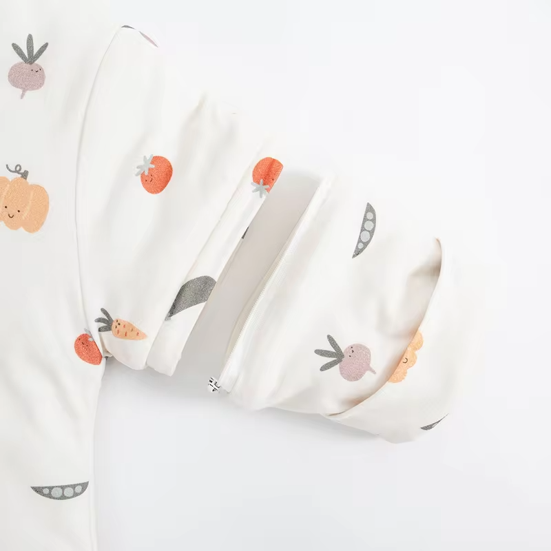 0-24 Months Baby Sleeping Bag With Removeable Sleeves Anti-Kick Blanket Wearable Baby Sleepsacks Beige Printed For Girls Boys