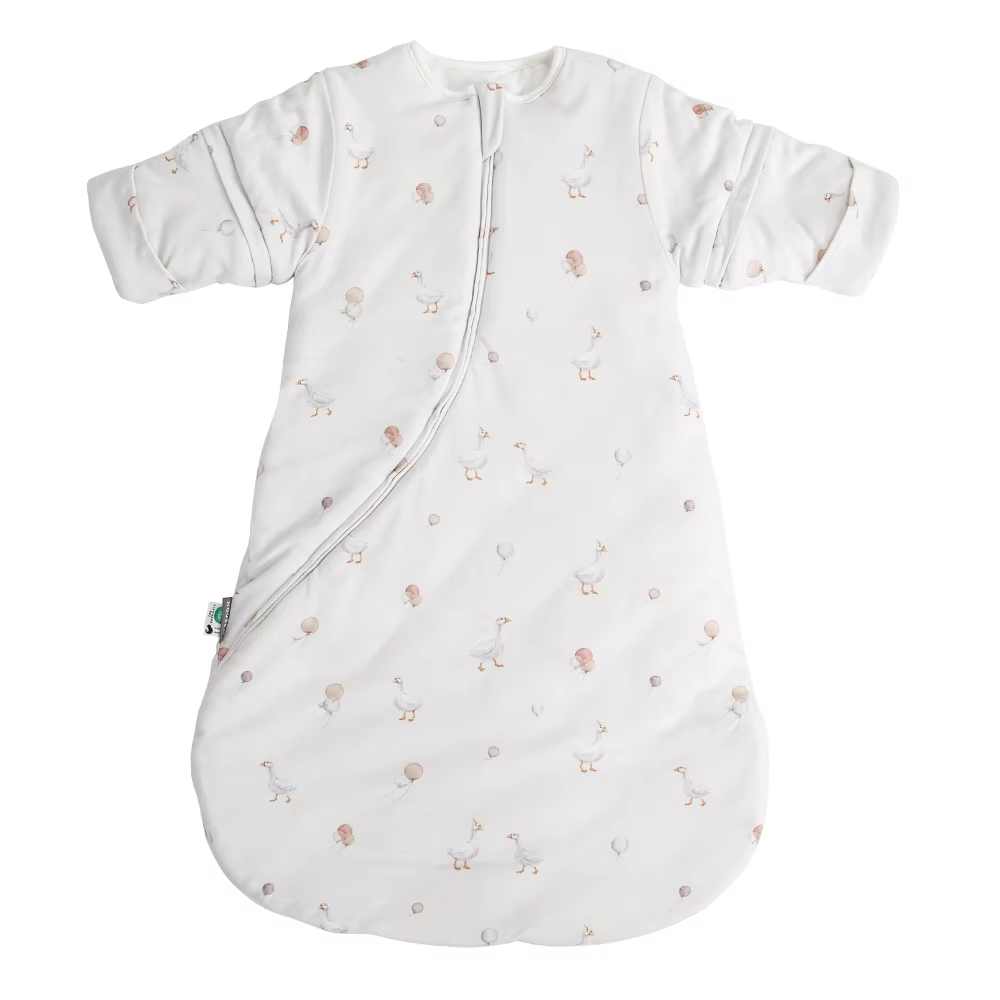0-24 Months Baby Sleeping Bag With Removeable Sleeves Anti-Kick Blanket Wearable Baby Sleepsacks Beige Printed For Girls Boys