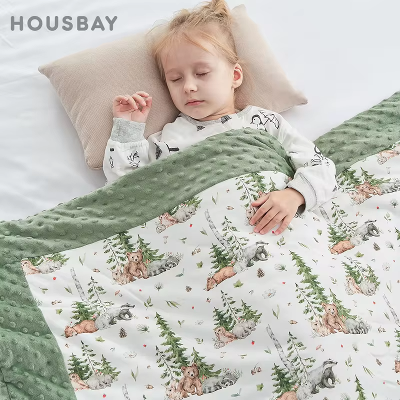 120*150Cm Baby Blanket Winter Warm Baby Quilt Cartoon Bear Printed Doudou Touch Thicker Kids Quilt For Boys Girls