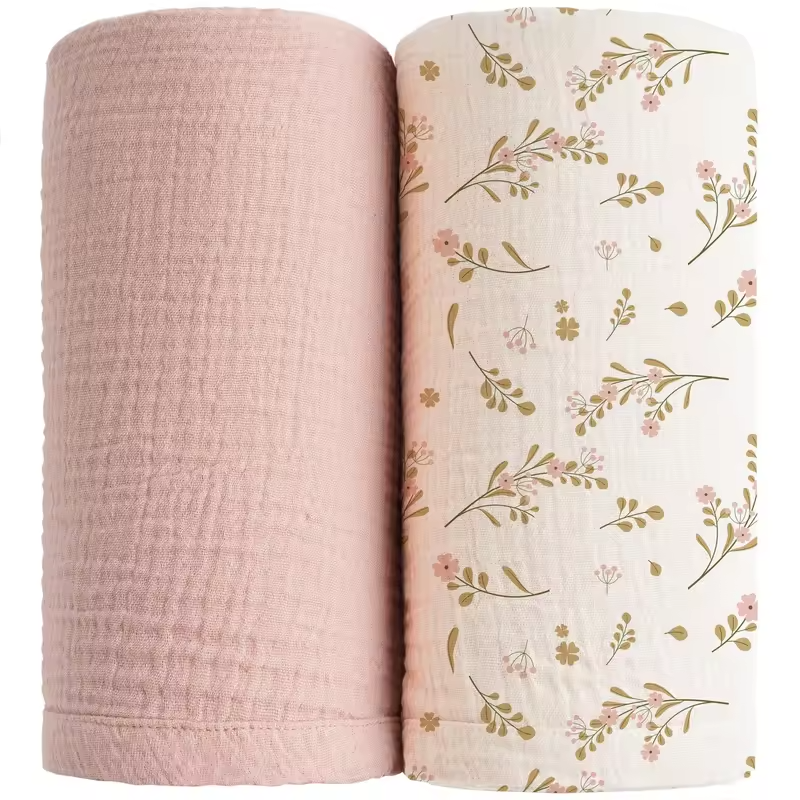 2PC/Set Baby Swaddle Blanket Bedding Soft Cotton Muslin Receive Blankets for Newborn Baby Wrap Stroller Cover Babies Acceesories
