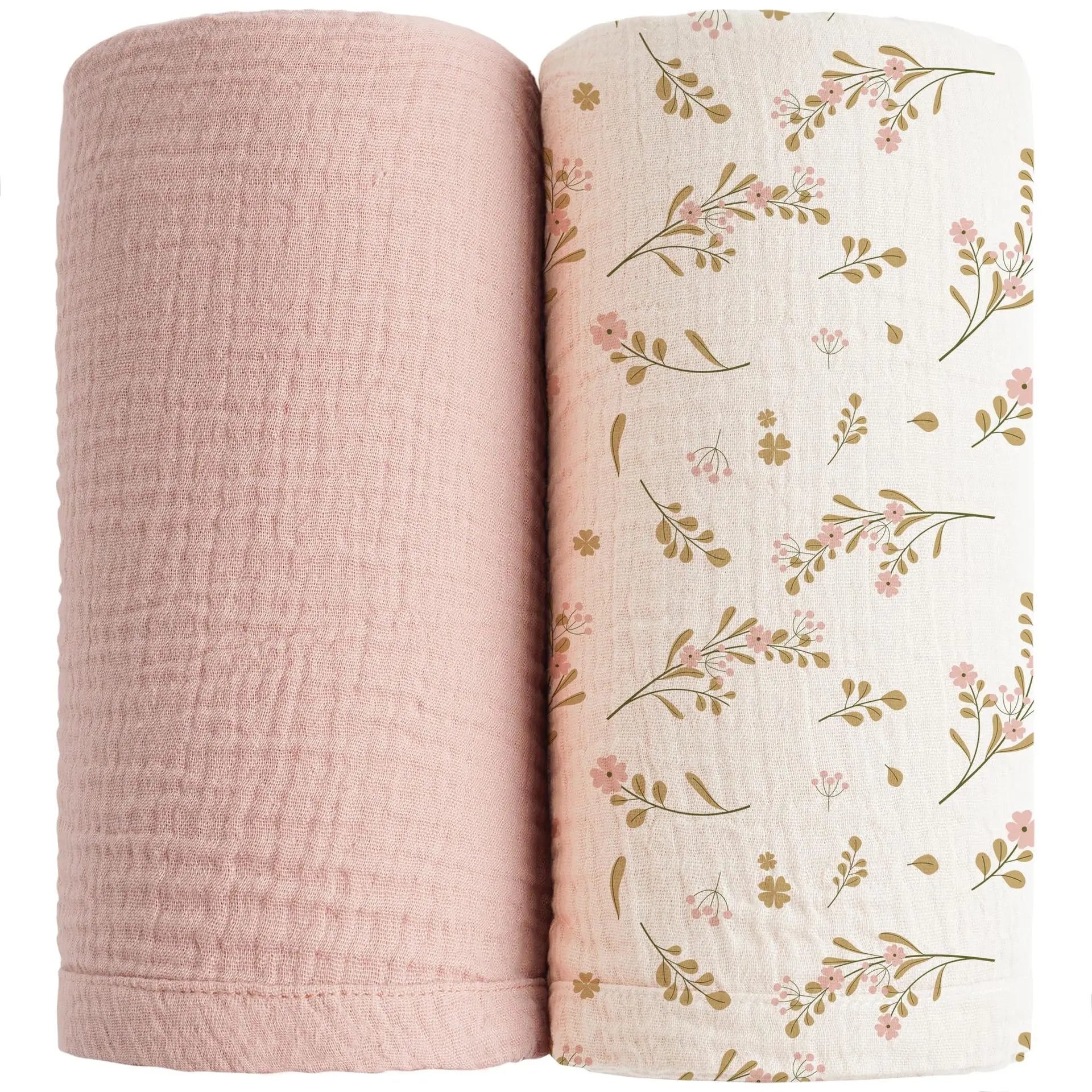 2PC/Set Baby Swaddle Blanket Bedding Soft Cotton Muslin Receive Blankets for Newborn Baby Wrap Stroller Cover Babies Acceesories