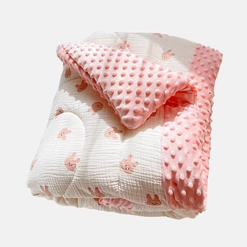 Baby Sensory Dot Cotton Quilt Soft Warm Winter Comforter for Infant Crib Toddler Bed Nursery Daycare Blanket Stroller Pad