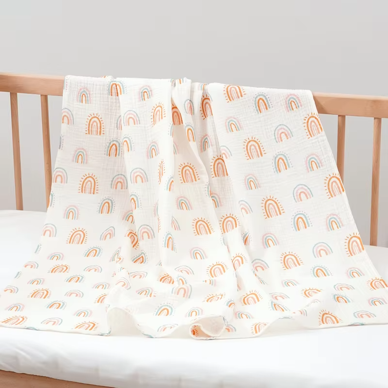 Elinfant 4PCS 100% Cotton Baby Swaddle Blankets Soft Cozy Swaddle Wrap Newborn Receiving Blankets Bedding Nursery Essentials
