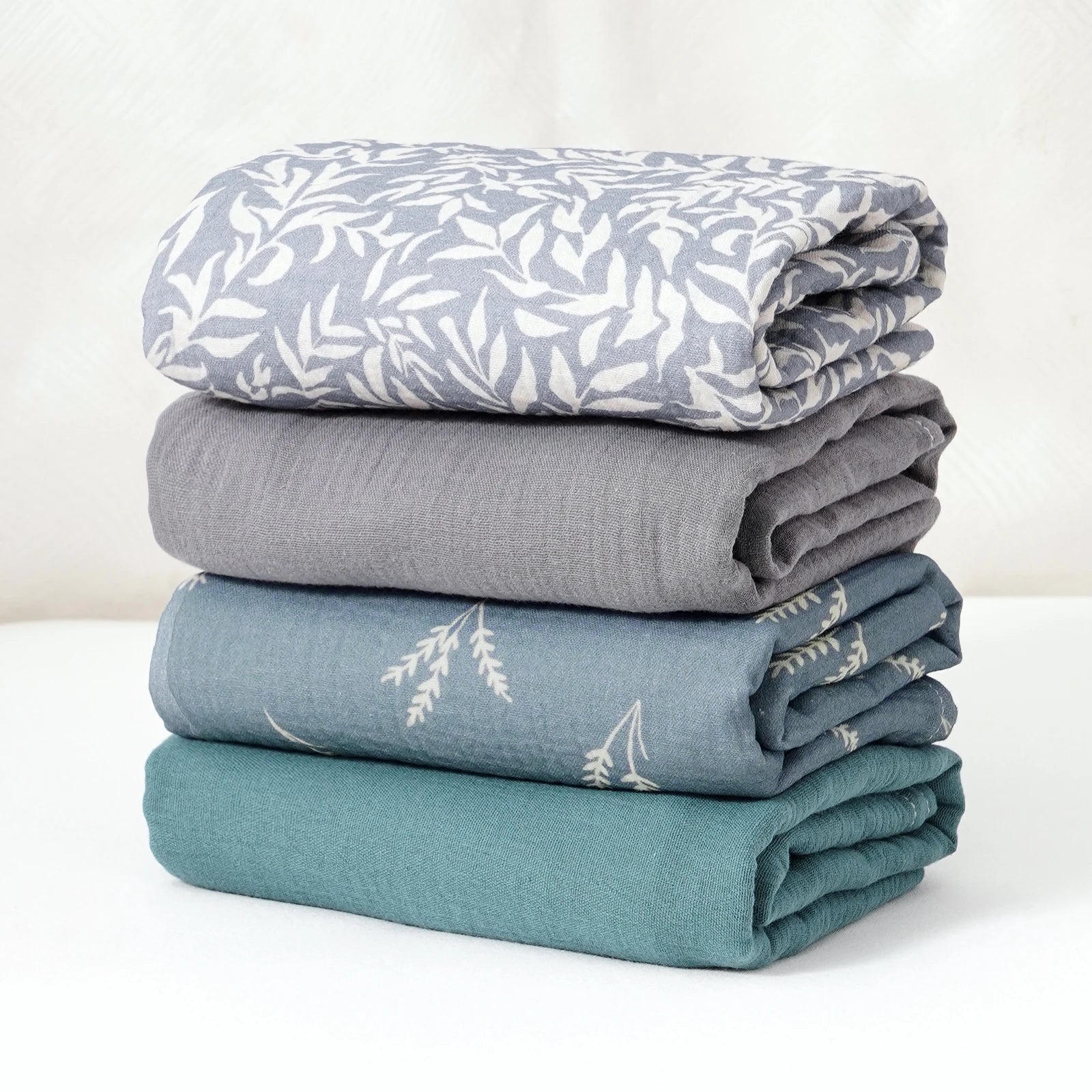 Elinfant 4PCS 100% Cotton Baby Swaddle Blankets Soft Cozy Swaddle Wrap Newborn Receiving Blankets Bedding Nursery Essentials