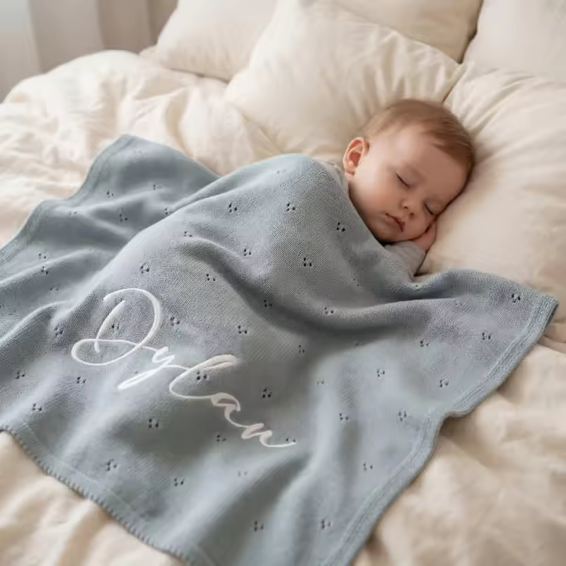 Personalized Baby Cotton Blanket for Newborn Stroller Swaddle Wrap Knit Infant Boys Girls Receiving Mats Super Soft Throw Quilt