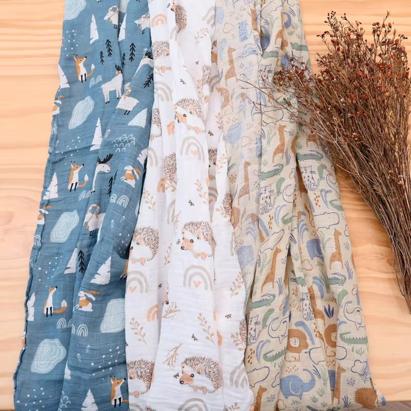Elinfant 3 Pcs/Set Muslin Baby Swaddle Blanket 100% cotton 120*110cm 2 Layers Newborn Baby Bath Towel Wrap Baby Products