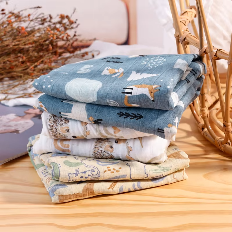 Elinfant 3 Pcs/Set Muslin Baby Swaddle Blanket 100% cotton 120*110cm 2 Layers Newborn Baby Bath Towel Wrap Baby Products