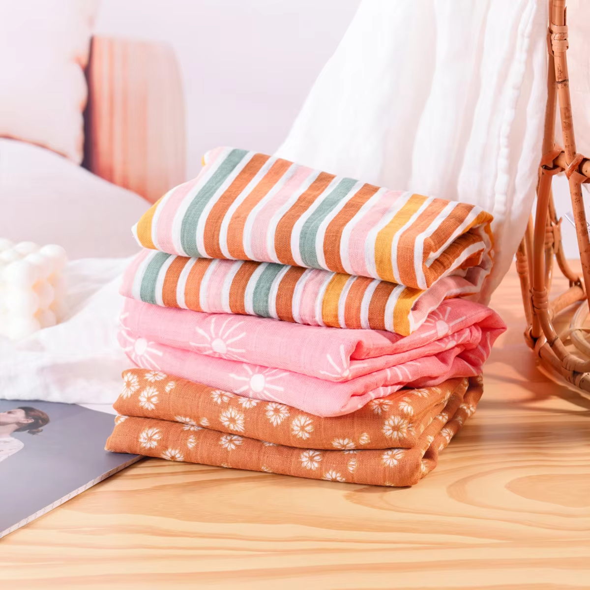Elinfant 3 Pcs/Set Muslin Baby Swaddle Blanket 100% cotton 120*110cm 2 Layers Newborn Baby Bath Towel Wrap Baby Products