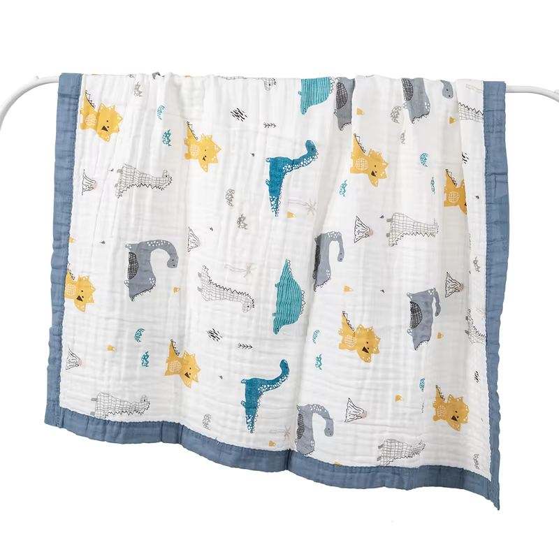 Baby Blankets 6 Layers 100% Cotton Gauze Breathable Infant Wrap Soft Absorbent Newborn Swaddle Blankets Cartoon Baby Bath Towel