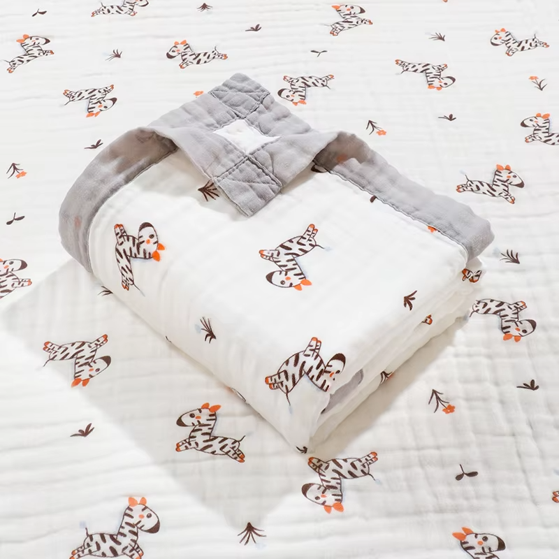 Baby Blankets 6 Layers 100% Cotton Gauze Breathable Infant Wrap Soft Absorbent Newborn Swaddle Blankets Cartoon Baby Bath Towel